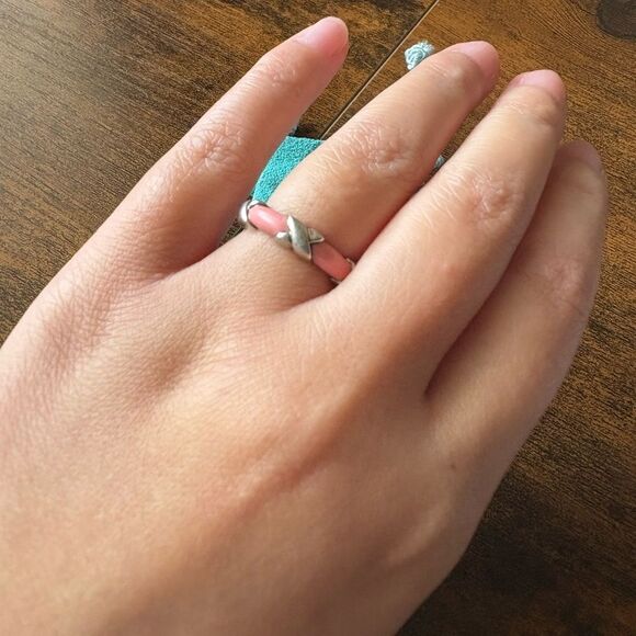 Tiffany & Co. Pink Enamel Kiss Ring - Picture 2 of 6